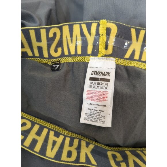 Gymshark Seamless Cropped Grey Gray Leggings Yellow Band Size Small - Picture 6 of 7
